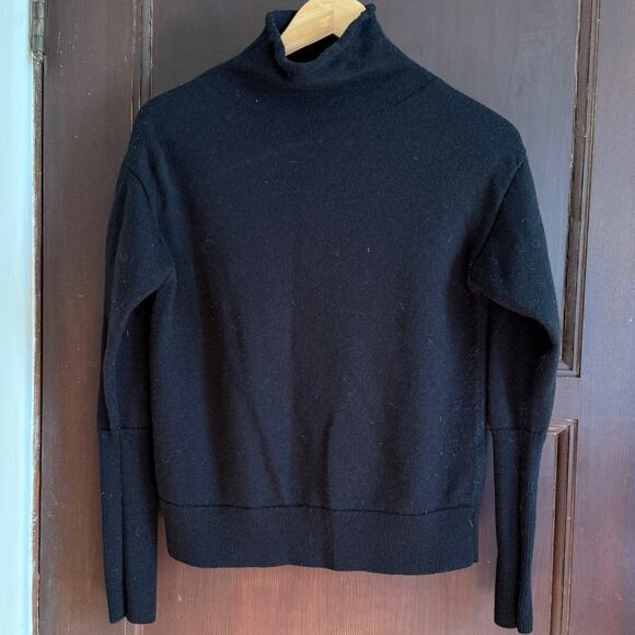 WILFRED | Aritzia Cyprie Black Merino Wool Roll Neck Mock Neck Sweater | Medium - Picture 2 of 9